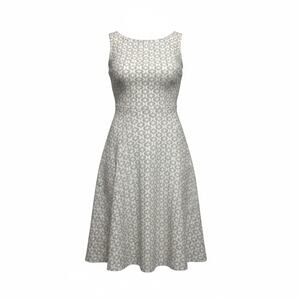 Eddie Bauer Sleeveless Pull on Natural Geometric Print Midi Dress Size Small